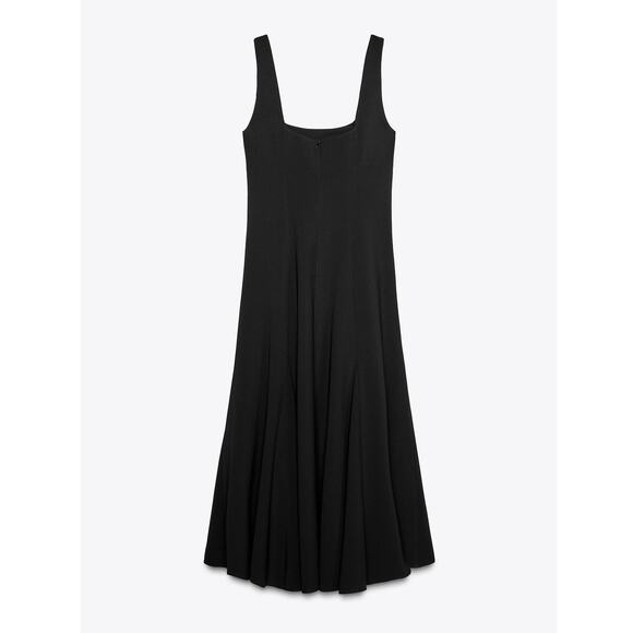 ZARA A-Line Black Midi Dress NWT Square Neck Size M and L - Picture 16 of 16